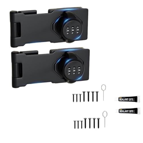 HASTHIP® Household Cabinet Password Hasp Locks,Cabinet Door Combination Lock,Door Security Slide Latch Lock for Small Doors Cabinets Barn Bathroom Outdoor Garden (Black) HASTHIP® Household Cabinet Password Hasp Locks,Cabinet Door Combination Lock,Door Security Slide Latch Lock for Small Doors Cabinets Barn Bathroom Outdoor Garden (Black)
